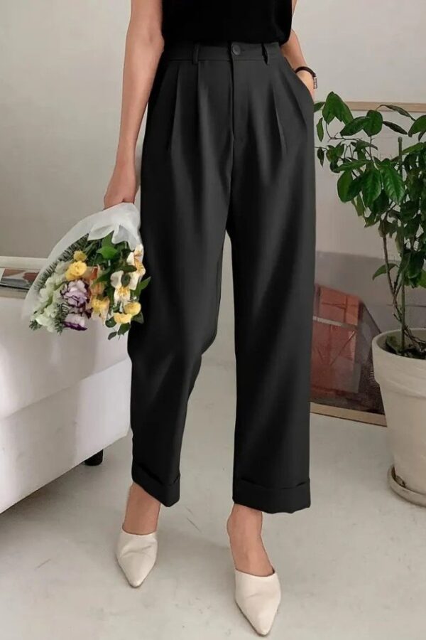 Kadın Yüksek Bel Cepli Atlas Pantolon