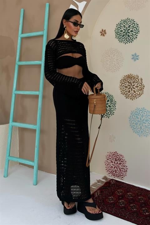 Büstiyer Ve Bolerolu Ajur Üçlü Takım 10087