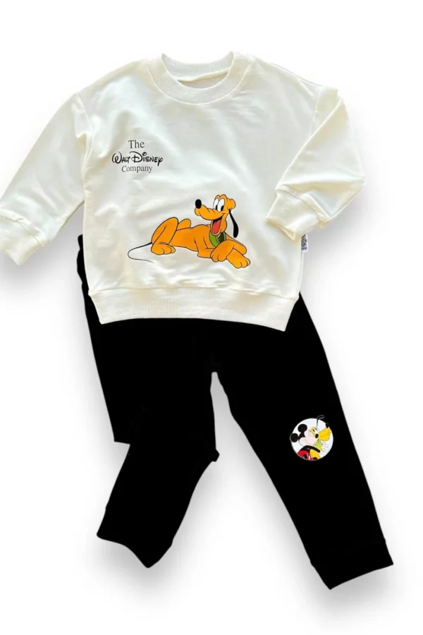 6-9-12-18 Ay Köpek Baskılı Pamuk Penye Kumaş Erkek Bebek Takımı