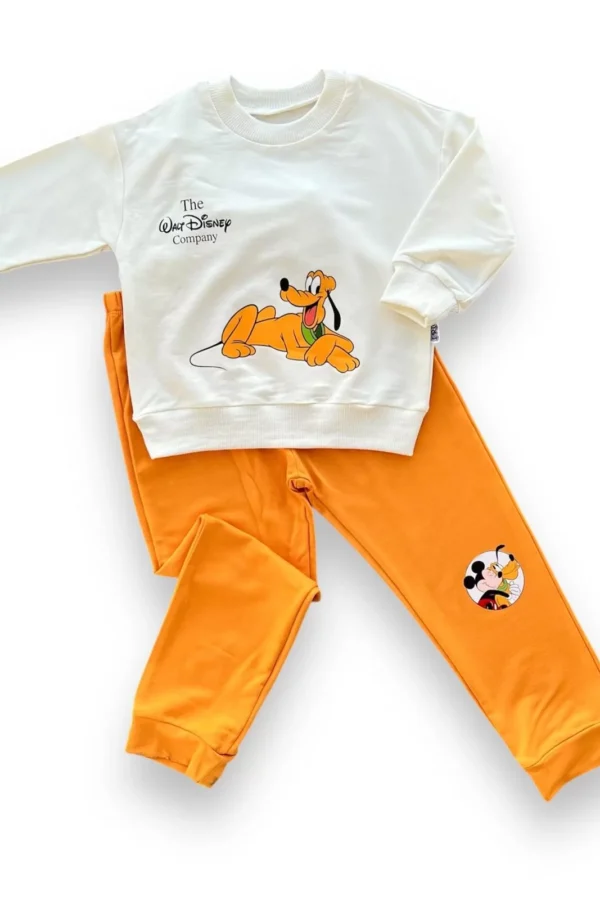 6-9-12-18 Ay Köpek Baskılı Pamuk Penye Kumaş Erkek Bebek Takımı