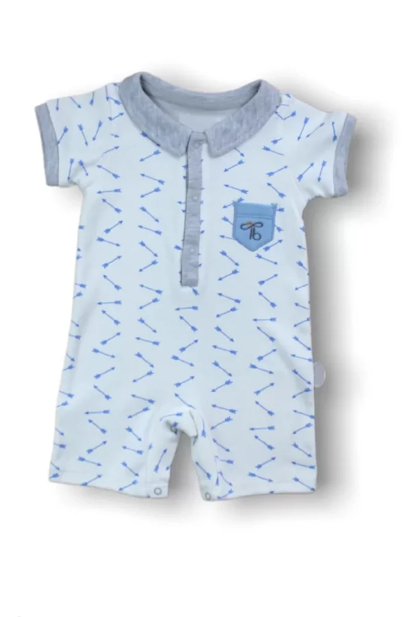 6-9 9-12 12-18 Ay Galaksi Baskılı Çıtçıtlı Kısa Kollu Erkek Bebek Tulumu Gri