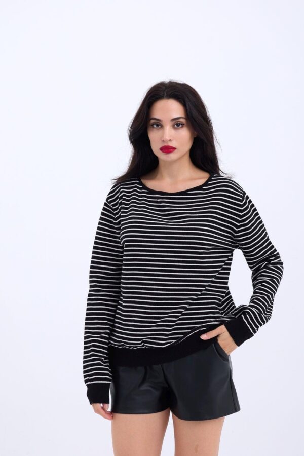 4215 TRİKO ÇİZGİLİ SALAŞ KAZAK-GRİ-SİYAH