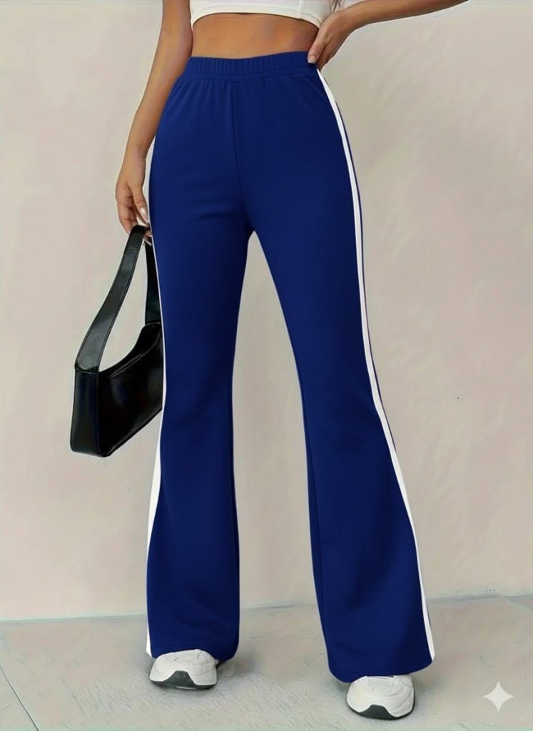 Kadın Yüksek Bel İspanyol Paçalı Yanlardan şerit Detaylı Dalgıç Tayt Pantolon - Görsel 3