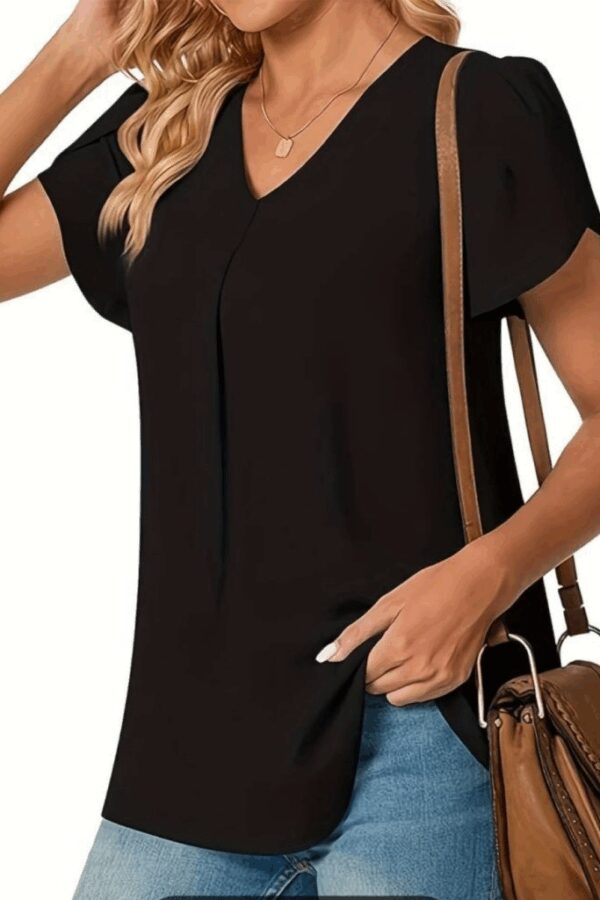 Kısa Kollu V Yaka Sandy Bluz