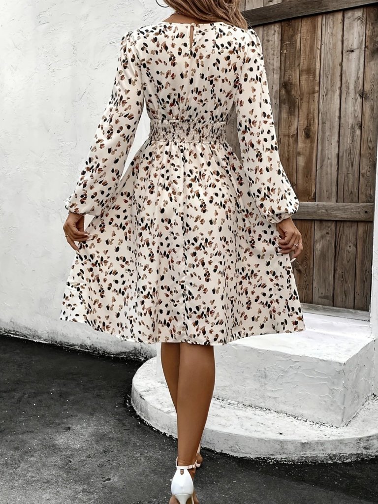 Kadın Uzun Kollu Bot Yaka Beli Lastikli Midi Süprem Elbise - Görsel 3