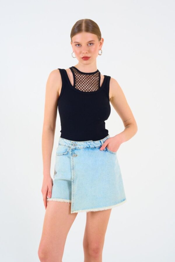 İçi Dantelli Kaşkorse Atlet - Beyaz