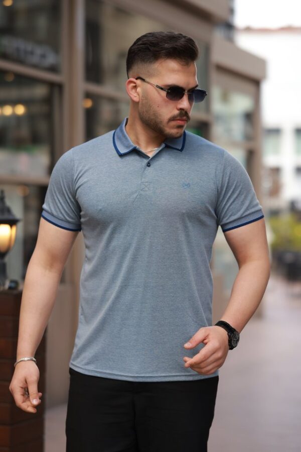 Erkek Yakalı Kagi Kumaş Kısa Kollu T-shirt