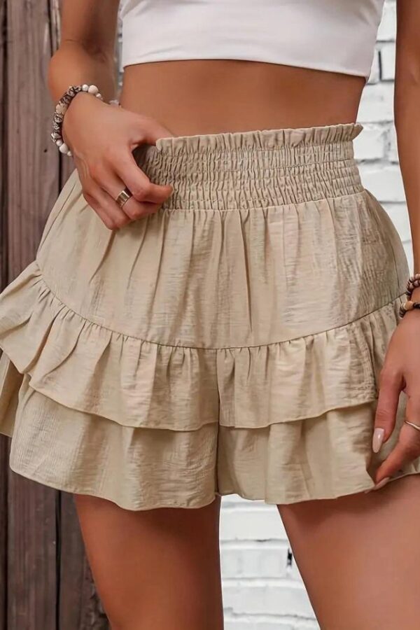 Kadın Beli Lastikli Eteği Fırfırlı Mini Etek