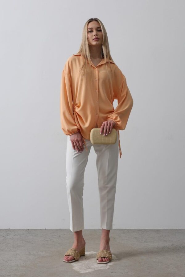 Biye Detaylı Ayrobin Gömlek - Somon