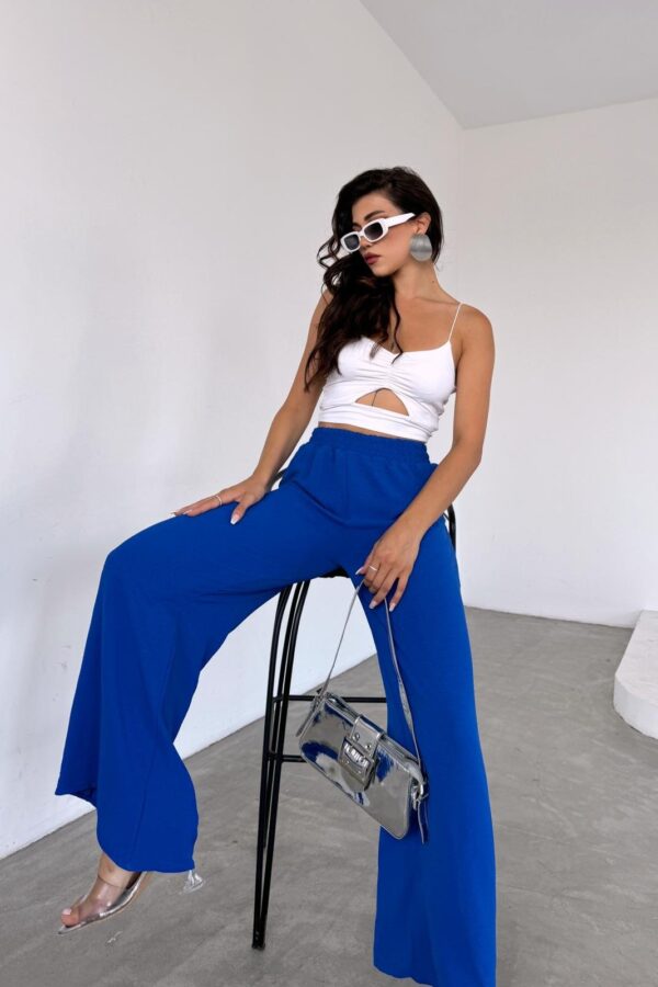 Kadın Kalın Kemer Aerobin Kumaş Oversize Pantolon