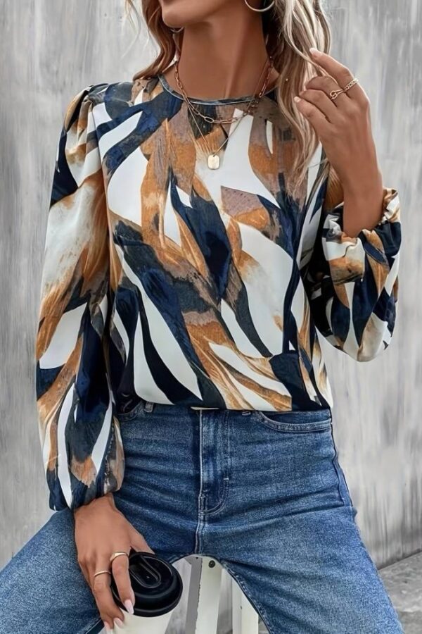 Kadın Uzun Kollu Bisiklet Yaka çok Renkli Sandy Bluz