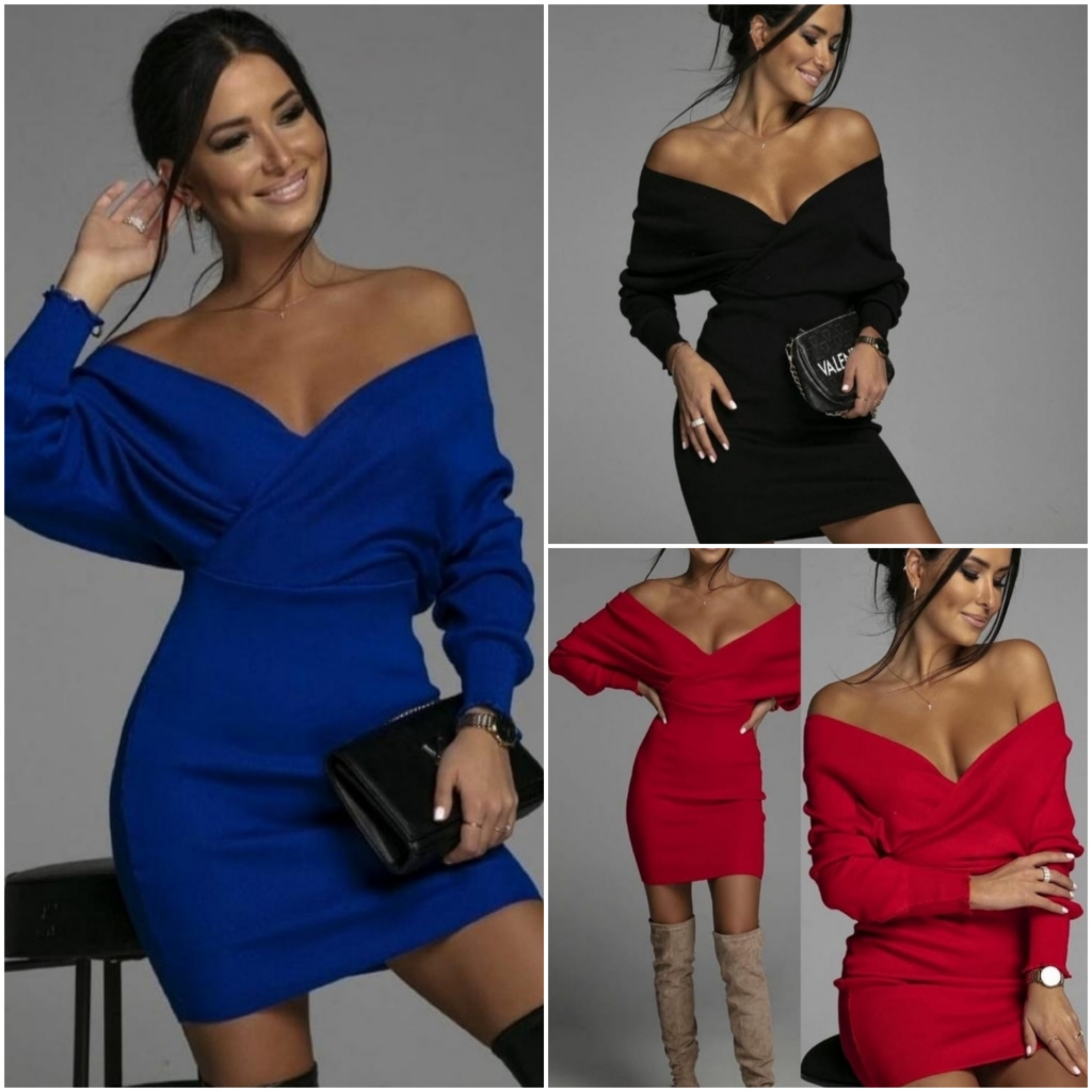 Kadın Uzun Kollu Omuzlar Açık Detay Triko Elbise - Görsel 3