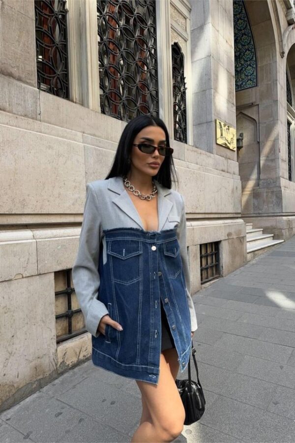 PARÇALI CEKET ÜST ATLAS - ALT KOT - Gri