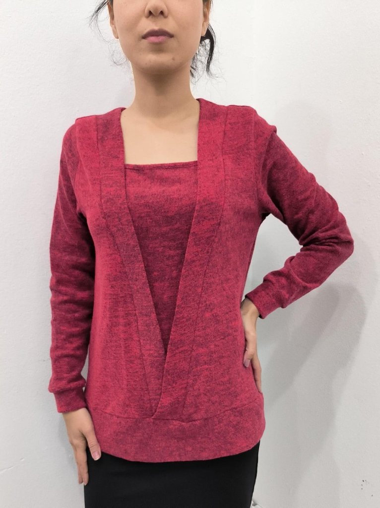 Kadın Uzun Kollu Kruvaze Yaka Kol Ve Etek Ucu Manşet Detay Yumoş Bluz - Görsel 2