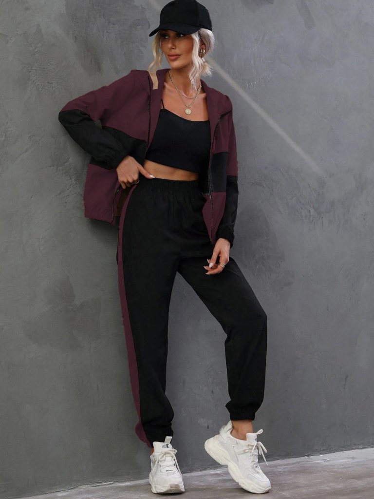 Kadın Uzun Kollu Kapşonlu önden Fermuarlı Viskon Iki Iplik Bluz Ve Pantolon Ikili Takım - Görsel 11