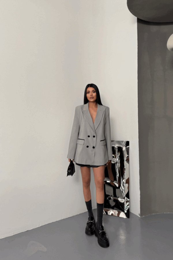 TASARIM CEKET KAPLAMA DÜĞMELİ - Siyah