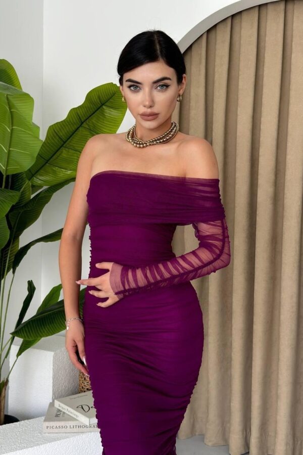 Polack Tek Omuz Tül Elbise