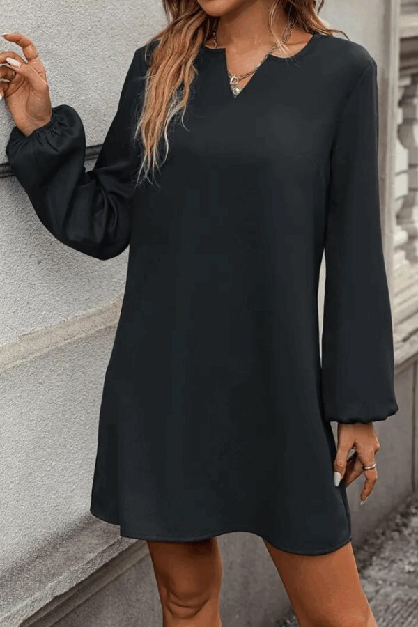 Kadın Uzun Kollu V Yakalı Salaş Ithal Krep Elbise