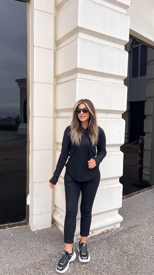 Kadın Uzun Kollu şardonlu Kaşkorse Kapşonlu Ikili Takım - Görsel 6