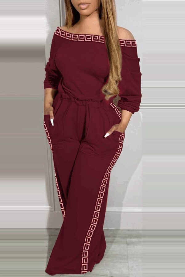 Kadın Uzun Kollu Omuzlardan Açık Beli Lastikli Cepli şerit Desenli Viskon Iki Iplik Tulum