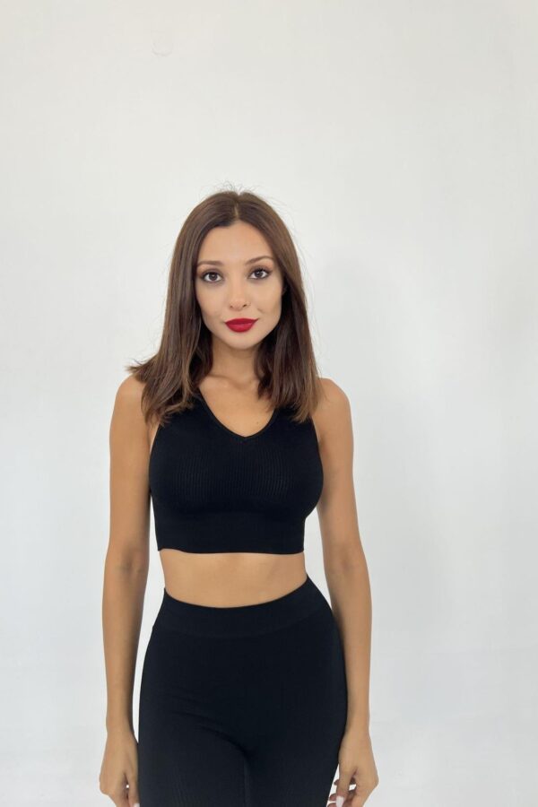 15543 RİPLİ V YAKA BRA-EKRU