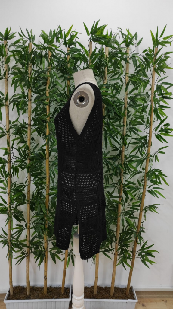 Kadın Kolsuz Derin Sırt Dekolteli Ajurlu Triko Pareo - Görsel 9