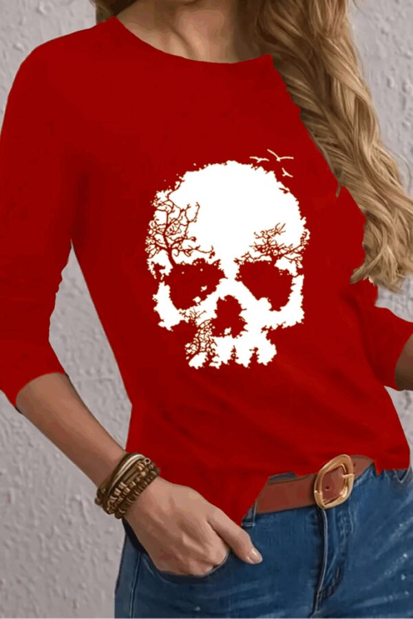 Kadın Uzun Kollu Bisiklet Yaka Ayçiçeği Desenli Viskon Bluz