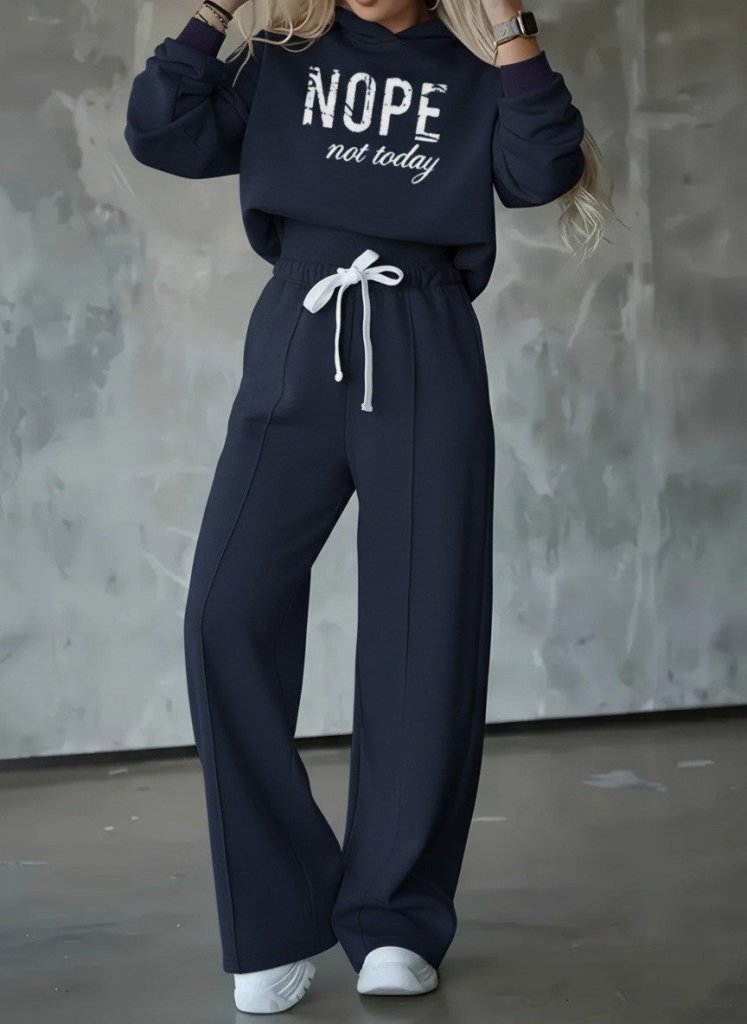 Kadın Uzun Kollu Nope Baskılı Beli Ribanalı Ikili Takım - Görsel 4