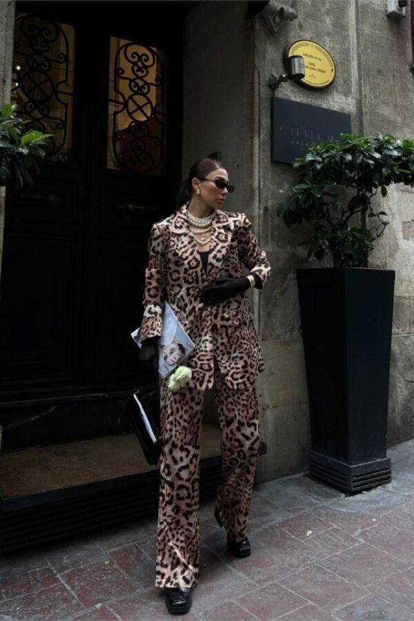 LEOPAR CEKET - PANTOLON TAKIM  SATEN - Leopar