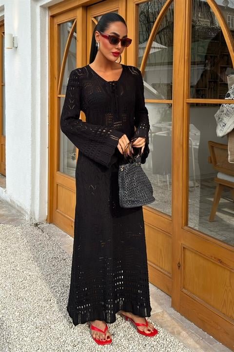 Birit Detaylı Ajurlu Elbise 2838