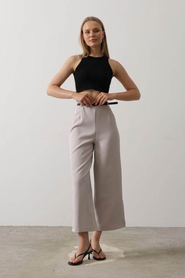 Kemer Pens Detaylı Pantolon - Gri