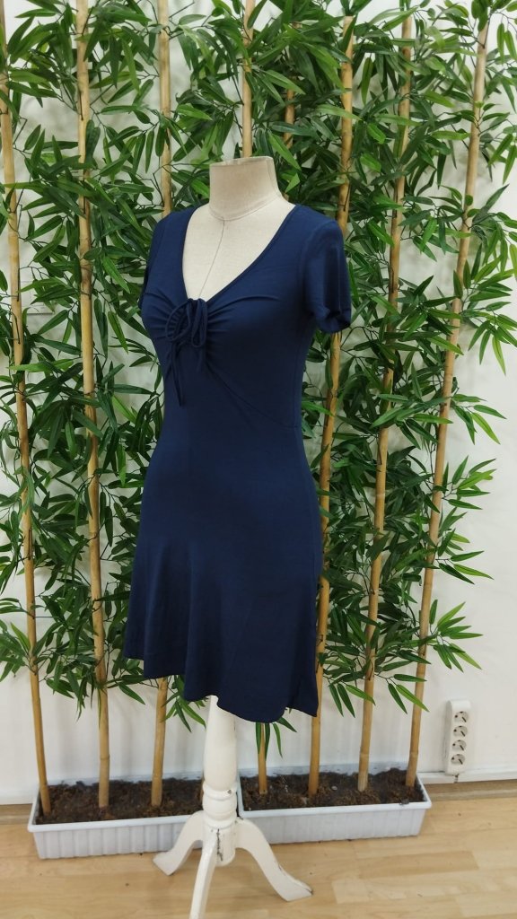 Kadın Kısa Kollu Derin Büzgülü V Yakalı Viskon Elbise - Görsel 23