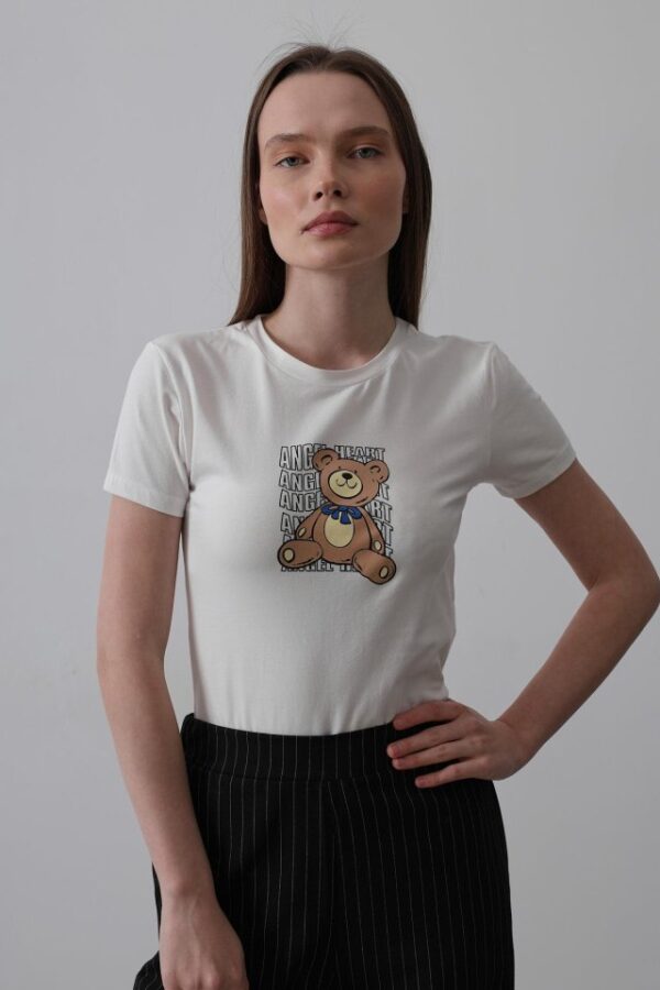 Baskı Detaylı T-shirt - Ekru