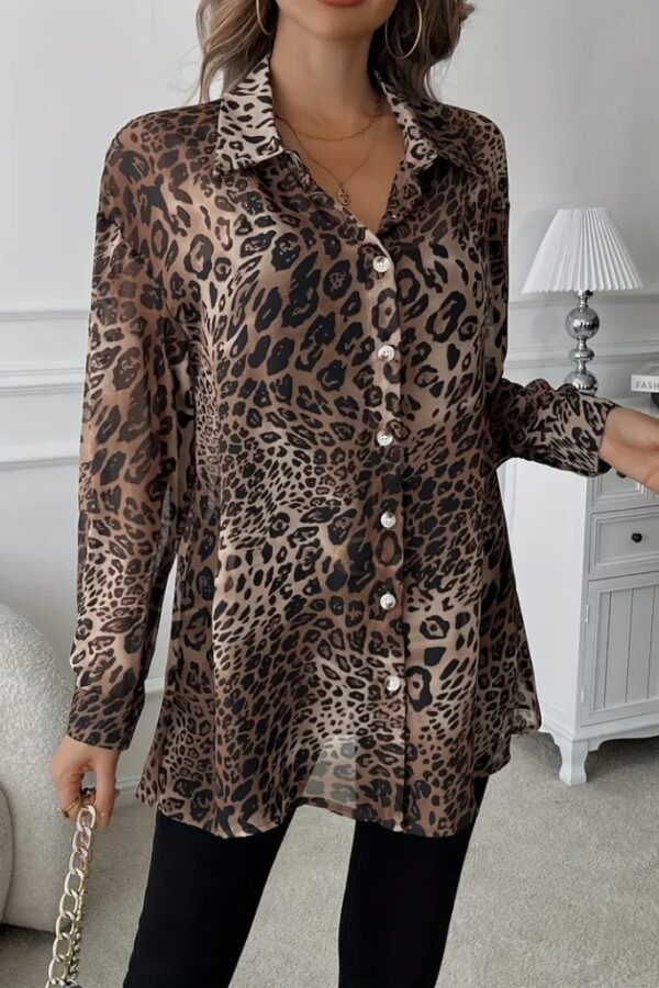 Kadın Uzun Kollu Yakalı önden Düğmeli şifon Gömlek