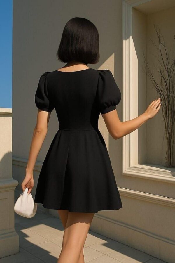 Kadın Dalgıç Kumaş Kalp Yaka Elbise