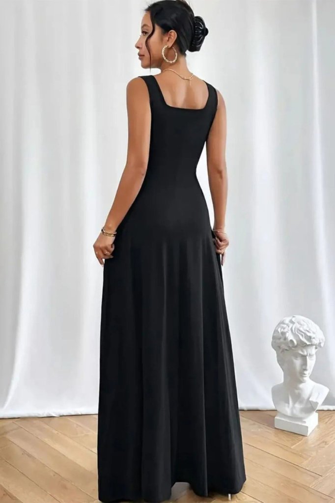 Kadın Askılı U Yaka Janjan Krep Elbise - Görsel 3