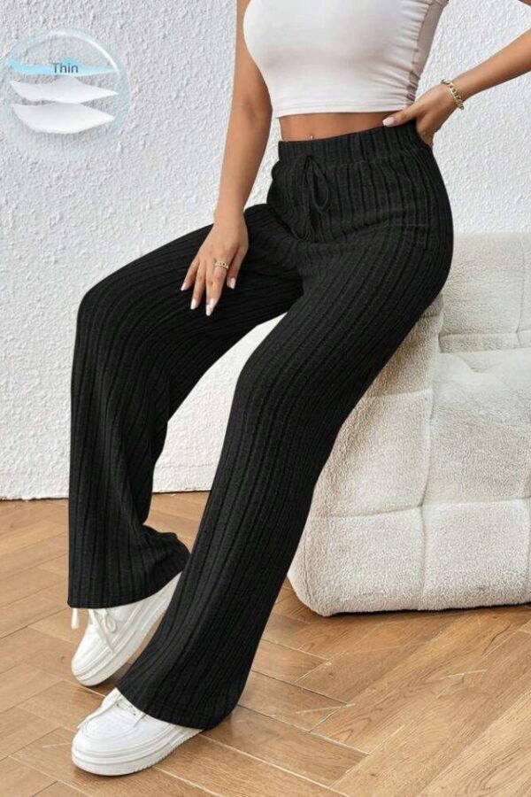 Kadın Hafif şardonlu Full Likralı Fitilli Kaşkorse Kumaş Bol Paça Pantolon