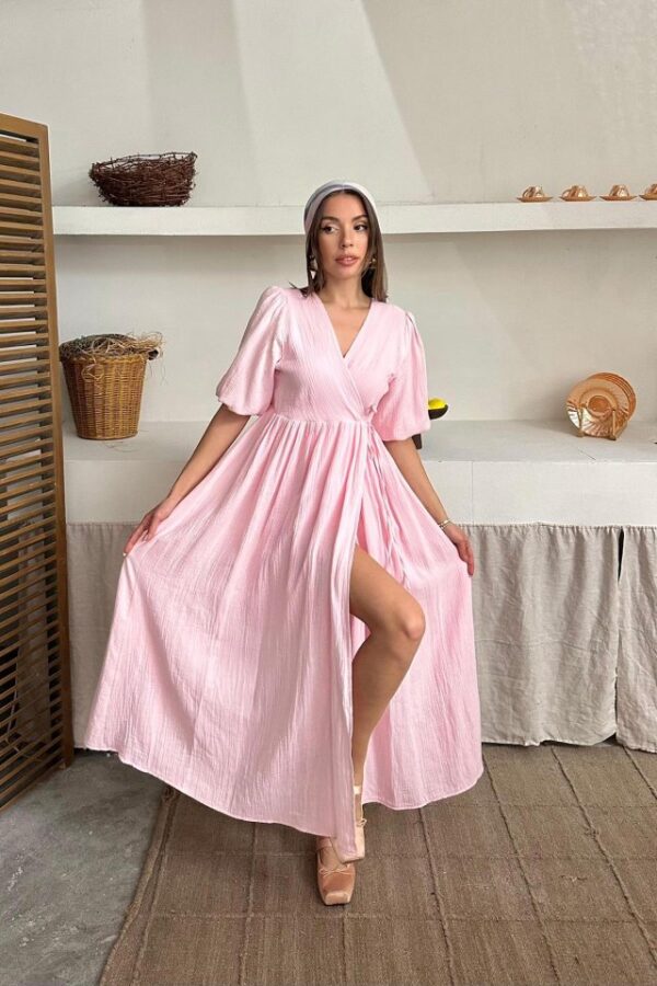 Siyah Müslin Uzun Elbise