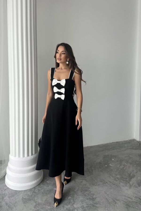 Bebe Mavi Fiyonk Garnili Dantelli Elbise