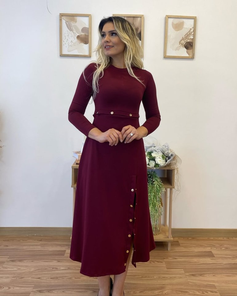 Kadın Uzun Kollu çıtçıtlı Viskon Krop Bluz Ve Yırtmaçlı Etek Istenildiğinde Elbise Olan Ikili Takım - Görsel 8