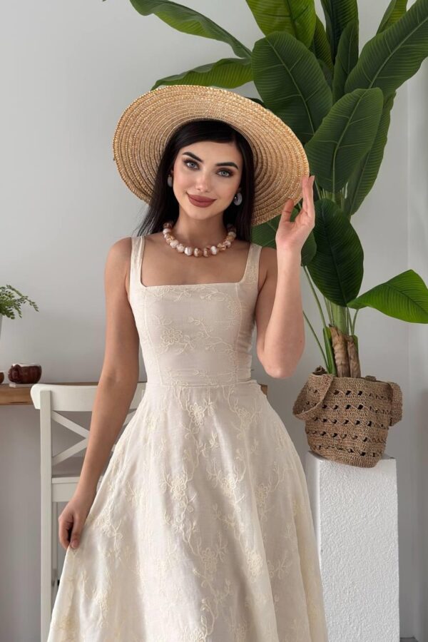 Cuper Çiçek Detaylı Elbise