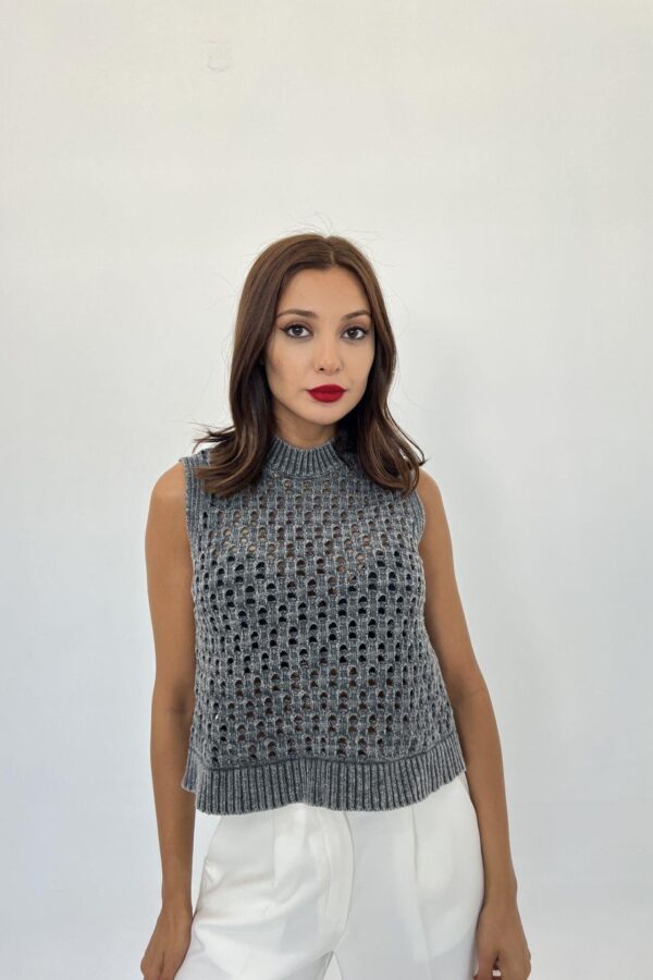 43021 TRİKO FİLE SÜVETER-ANTRASİT