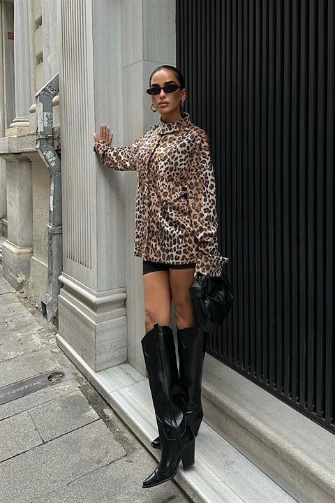 Klohe Leopar Desenli Gömlek 3400