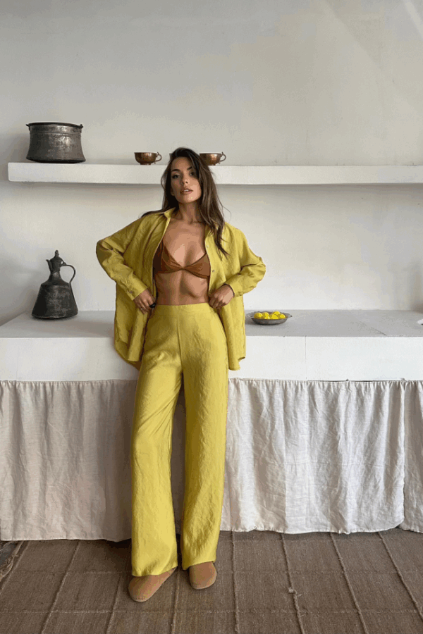 GÖMLEK-PANTOLON TAKIM CUPRA KUMAŞ - Kahverengi