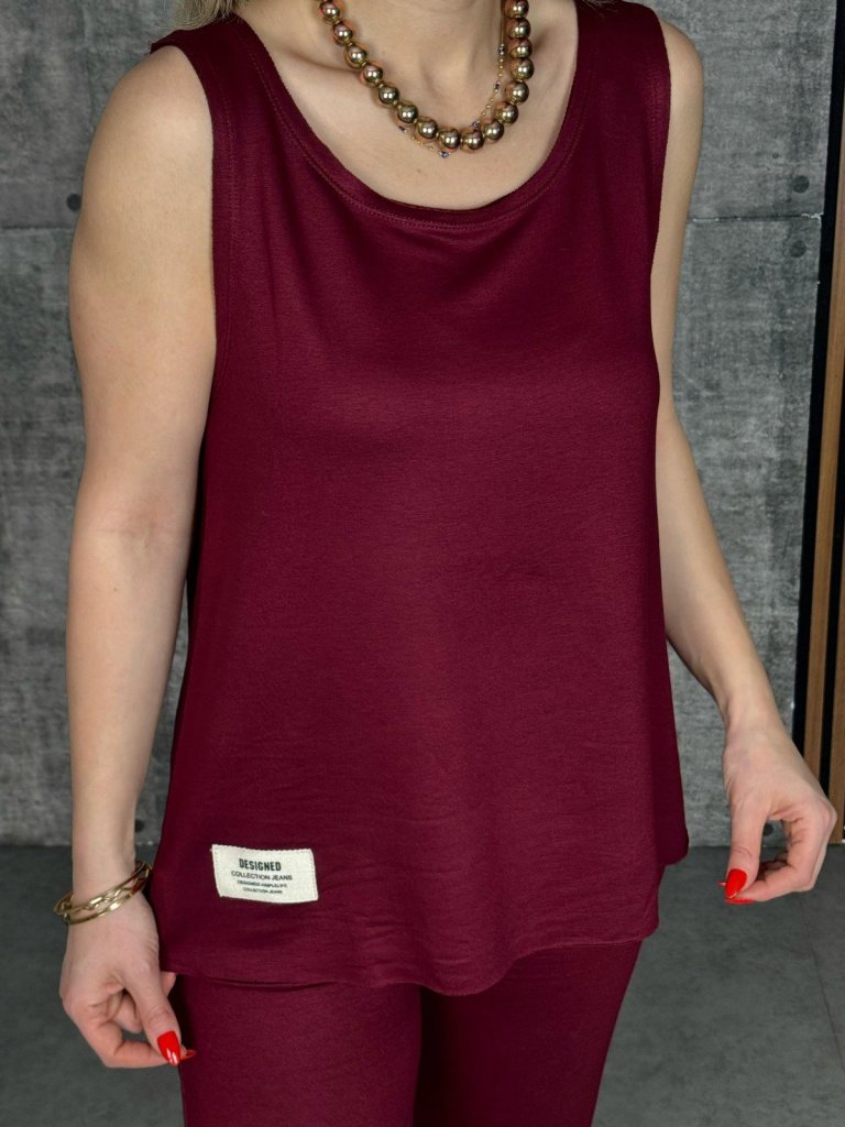 Kadın Askılı Yuvarlak Yaka Viskon Iki Iplik Bluz Ve Eşofman Altı Ikili Takım - Görsel 11