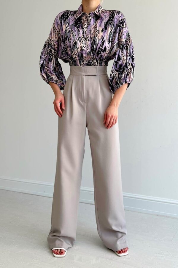 Beli Lastikli Saten Gömlek - Fuşya