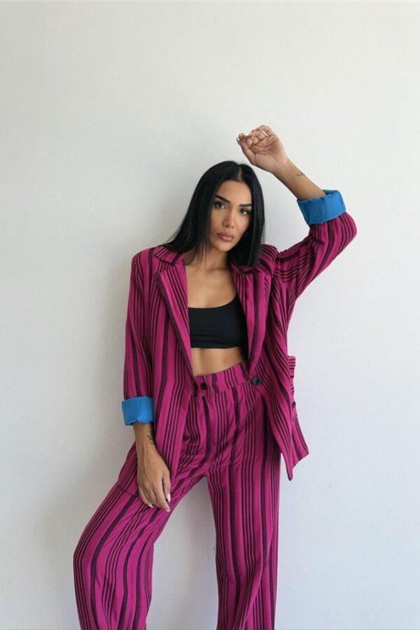 OTTOMAN ÇİZGİLİ CEKET-PANTOLON TK - Bej