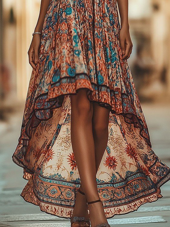 Kadın Askılı Derin Göğüs Detaylı Asimetrik Detaylı Süprem Elbise - Görsel 3