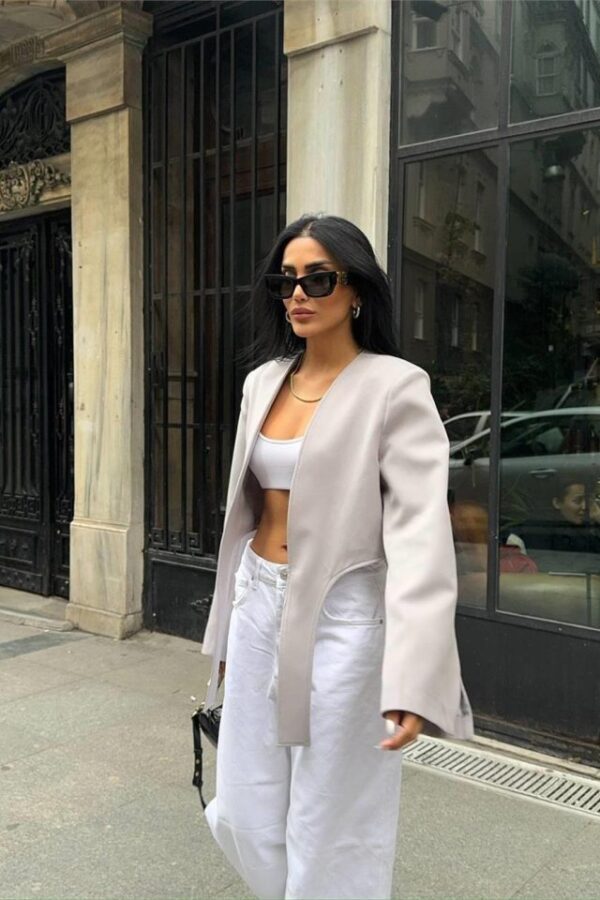 CROP CEKET BAĞLAMA KUYRUKLU - Gri