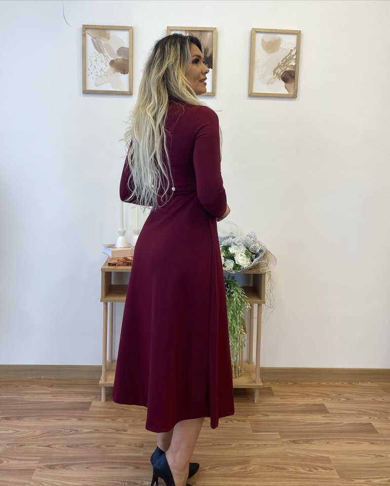 Kadın Uzun Kollu çıtçıtlı Viskon Krop Bluz Ve Yırtmaçlı Etek Istenildiğinde Elbise Olan Ikili Takım - Görsel 5